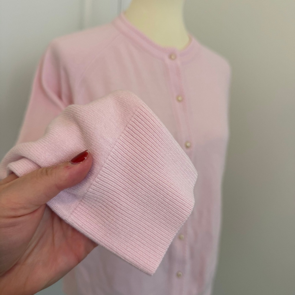 Pink Cardigan Sweater Pearl Button Womens Large Grandmacore Coquette Soft Girl - Picture 6 of 11